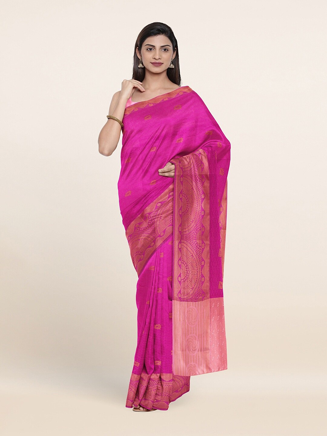 

Pothys Magenta Floral Art Silk Saree