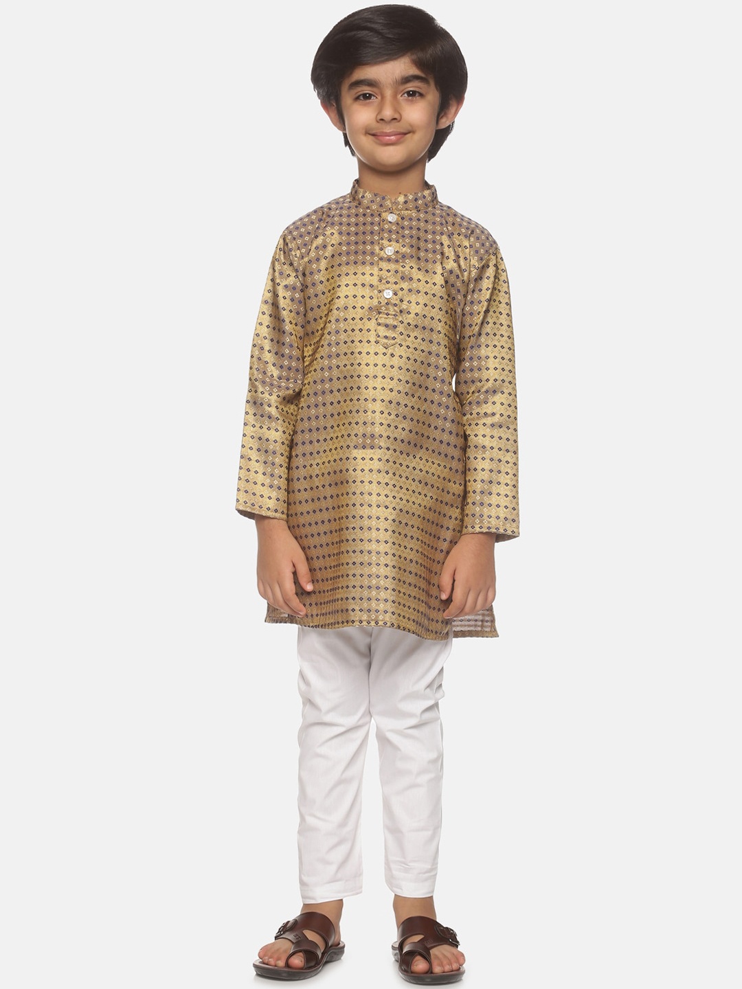 

Sethukrishna Boys Gold-Toned Kurta with Pyjamas