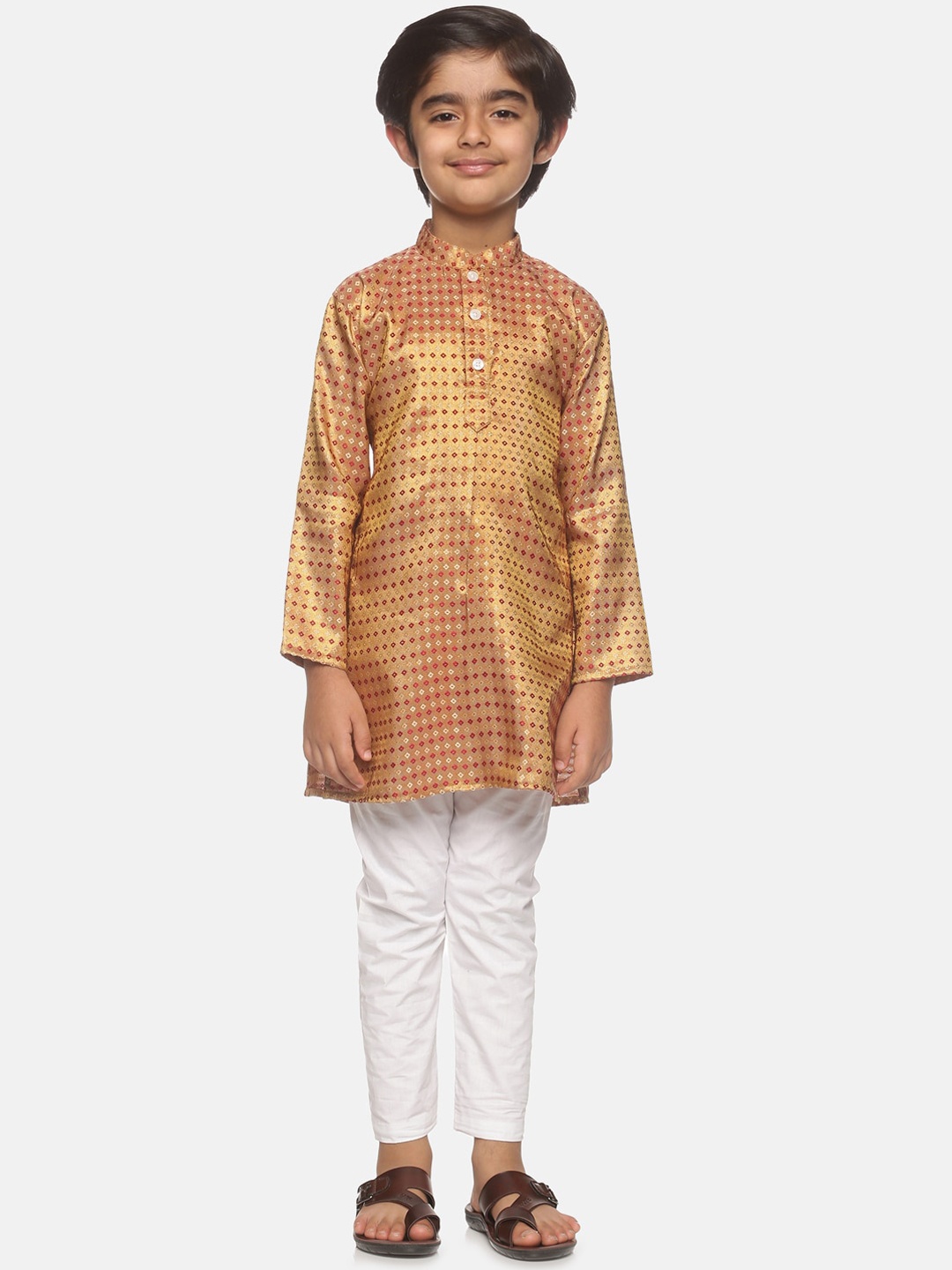 

Sethukrishna Boys Gold-Toned Kurta with Pyjamas