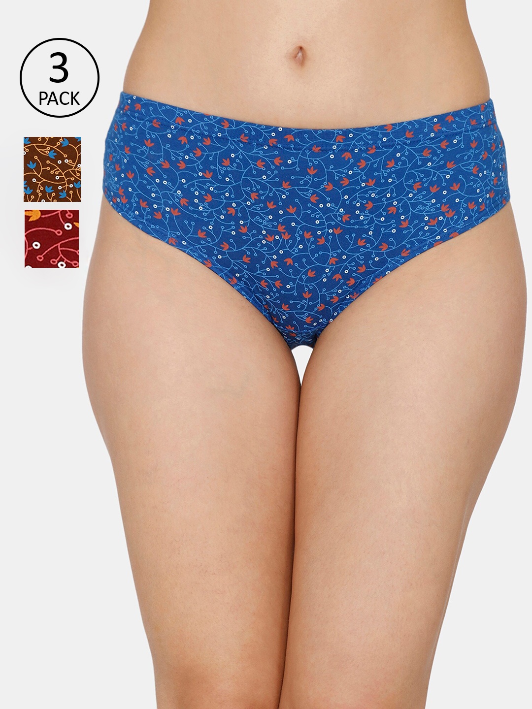 

Coucou by Zivame Women Assorted Pack Of 3 Cotton Hipster Briefs CO2002COREBWHIT