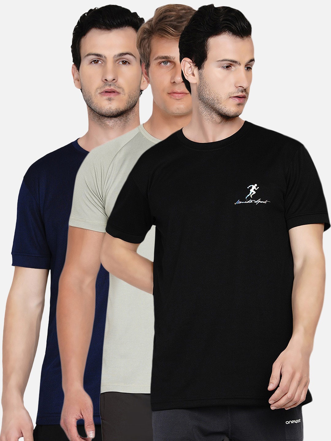 

ARMISTO Men Pack Of 3 Dri-FIT Training or Gym T-shirts, Black