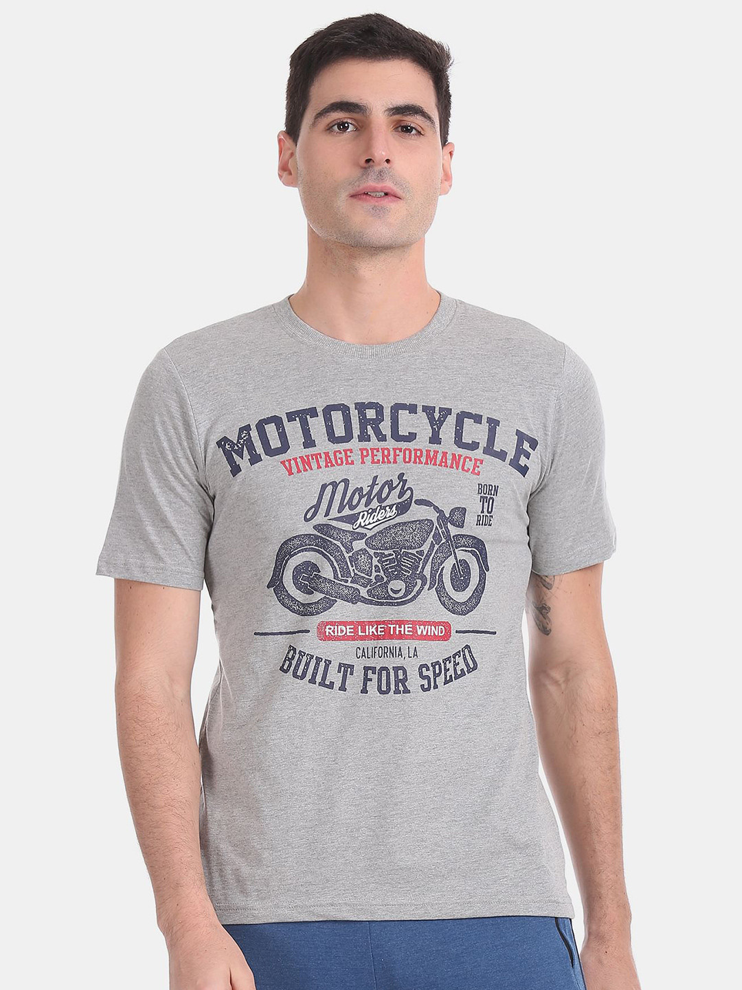 

Cherokee Men Grey Biker Printed T-shirt