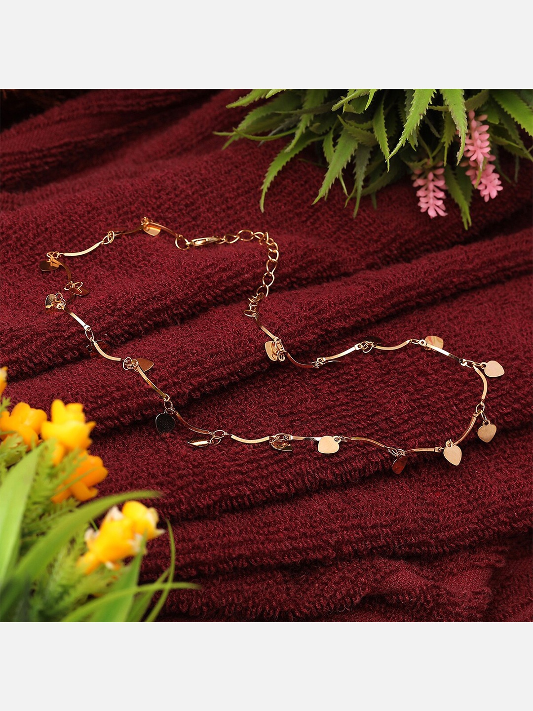 Jewelz Women Gold-Toned Heart Charm Necklace