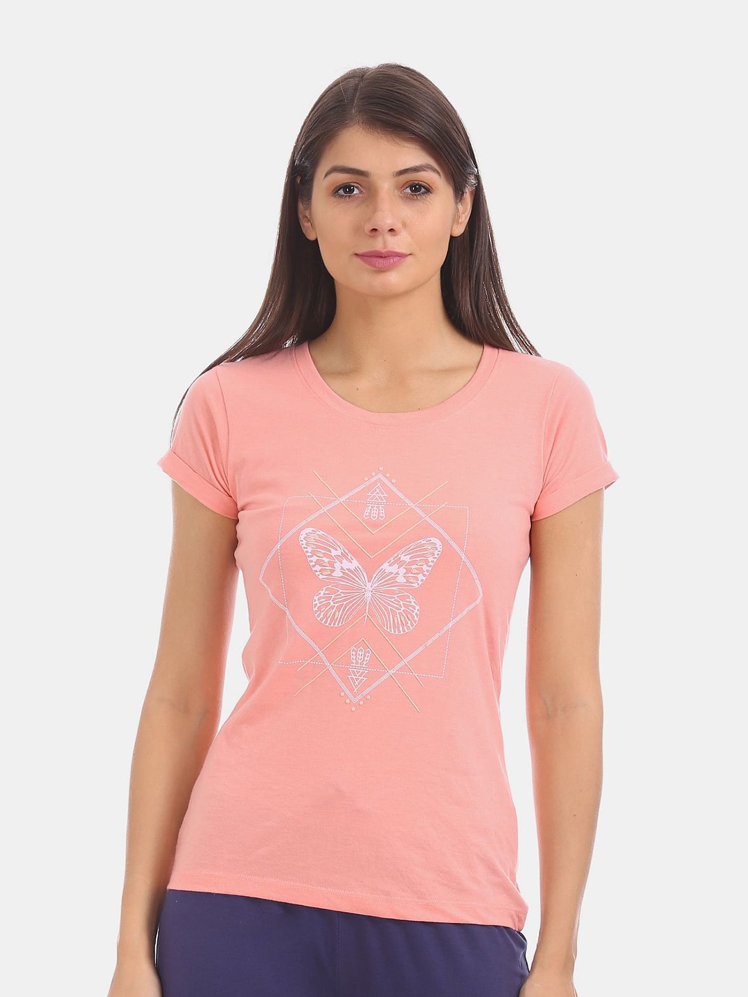 

Cherokee Women Pink Printed T-shirt