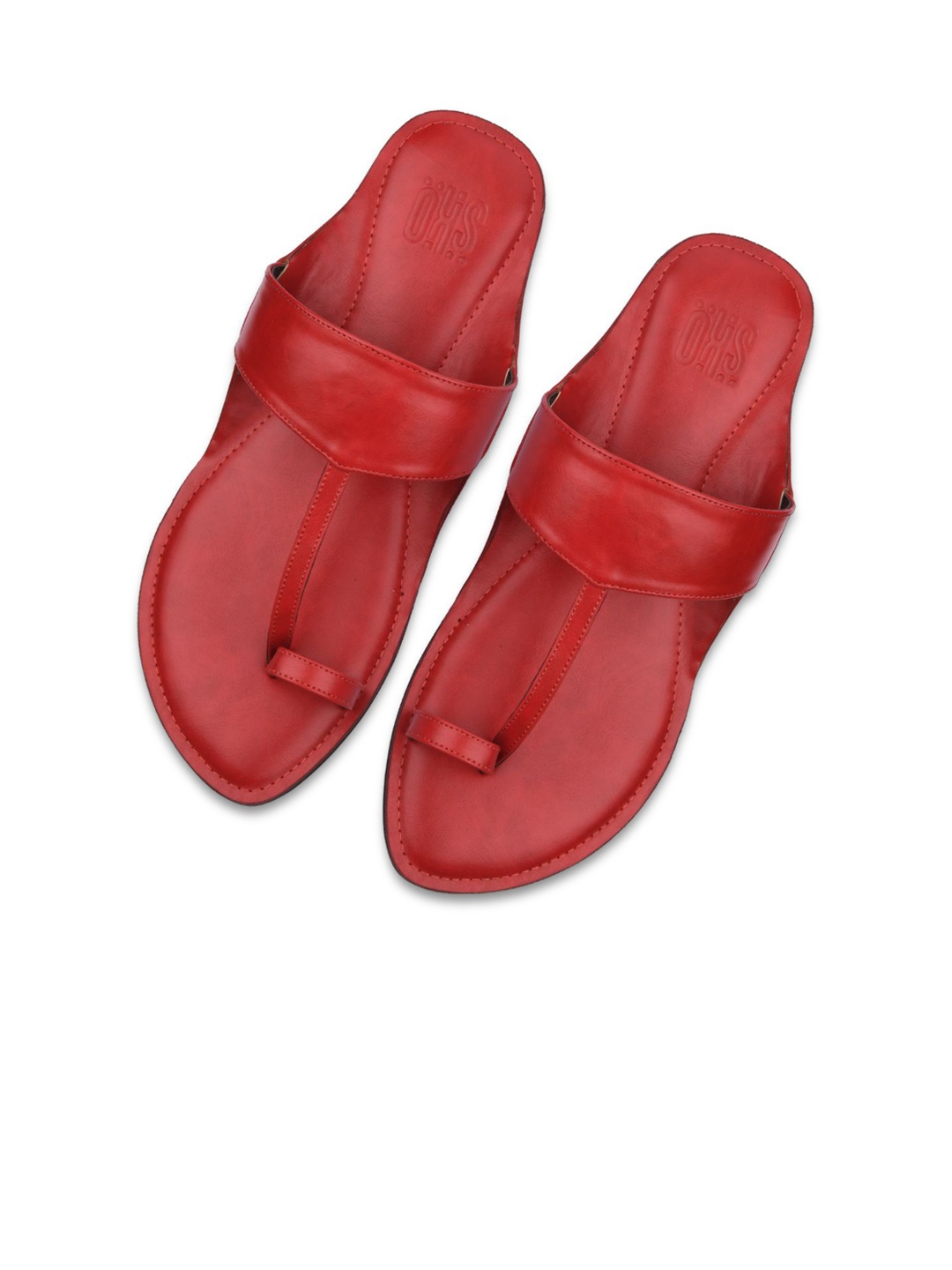 

SKO Men Red Ethnic Leather Kolhapuri Comfort Sandals