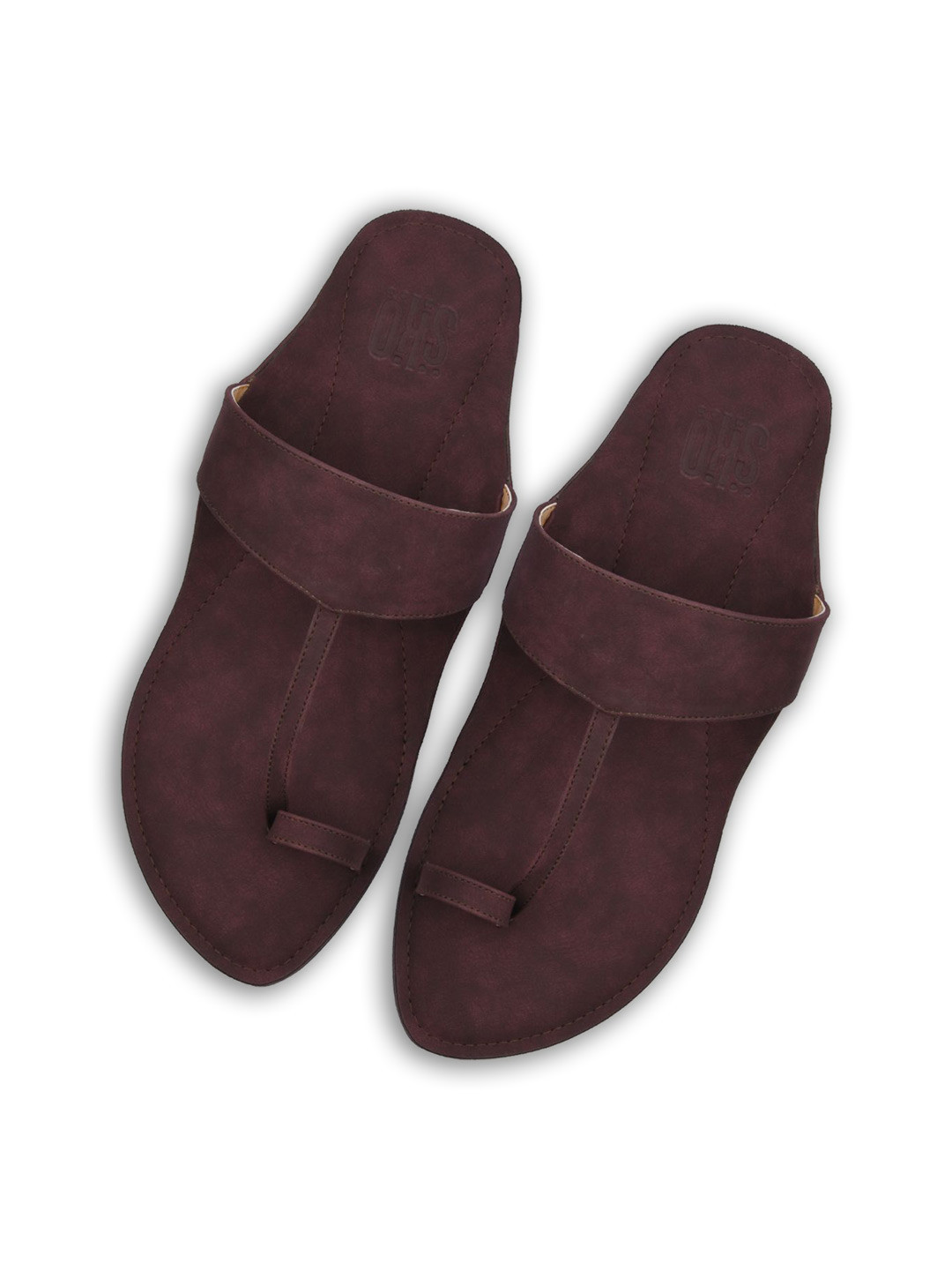 

SKO Men Burgundy Ethnic Leather Comfort Sandals