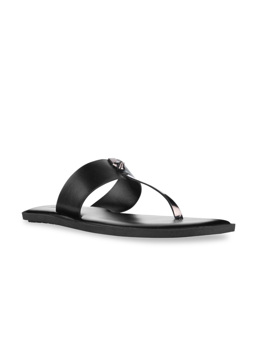 

SKO Men Gunmetal-Toned Leather Comfort Sandals, Metallic