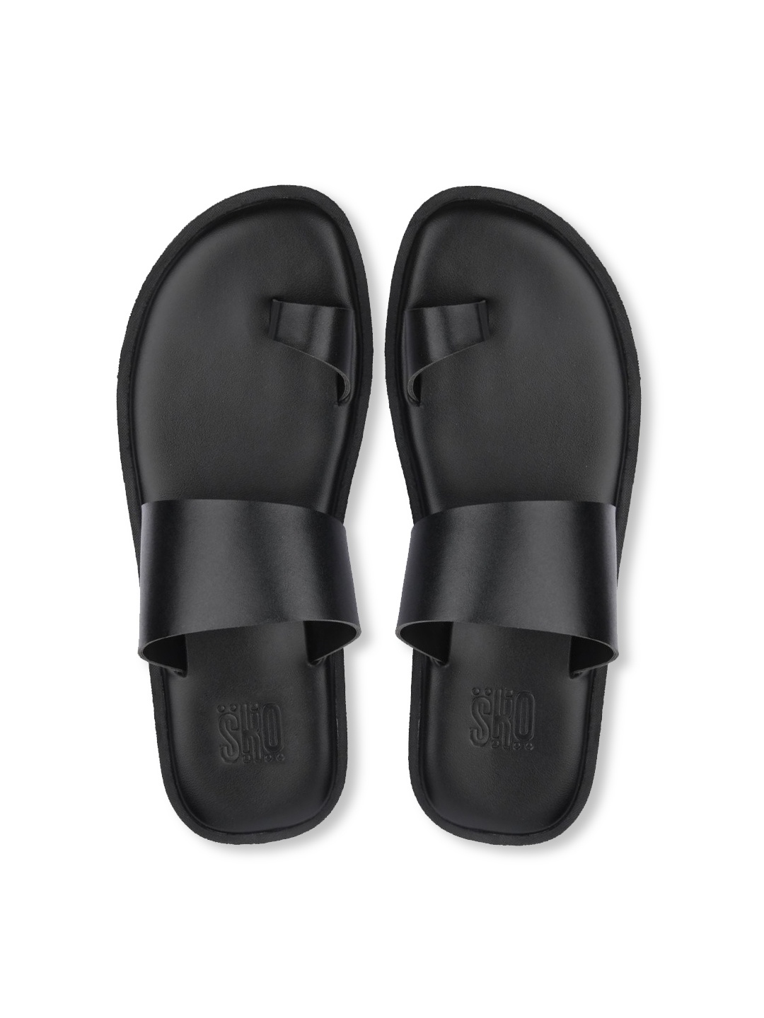 

SKO Men Black Leather Comfort Sandals