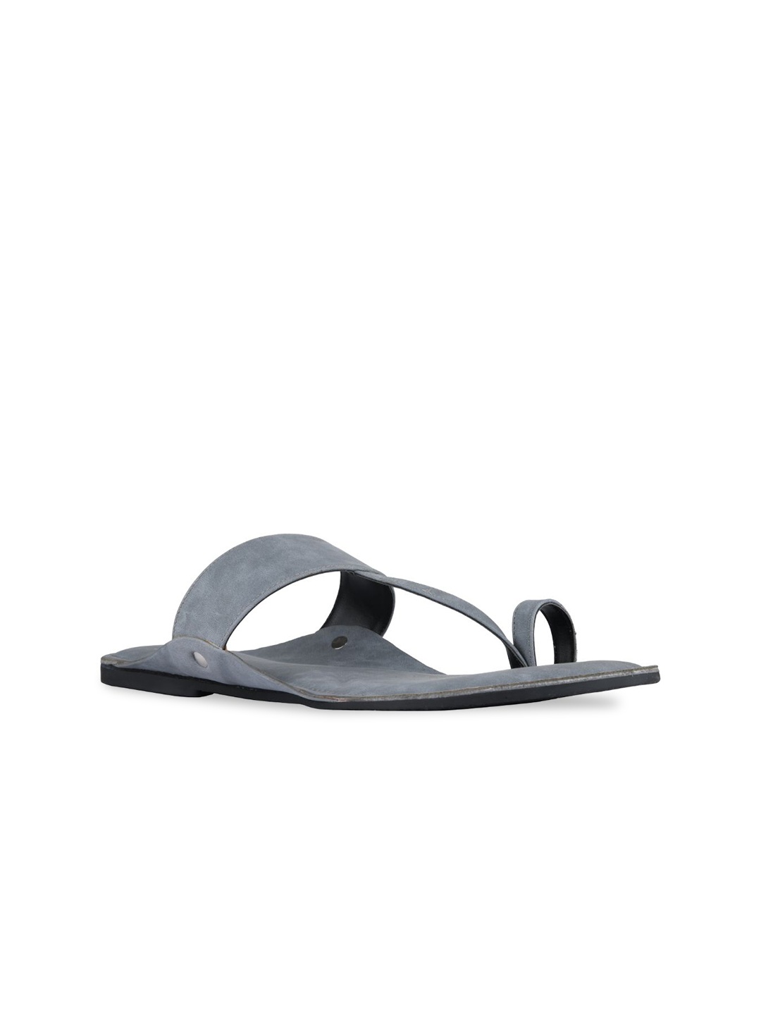 

SKO Men Grey Ethnic Leather Comfort Sandals