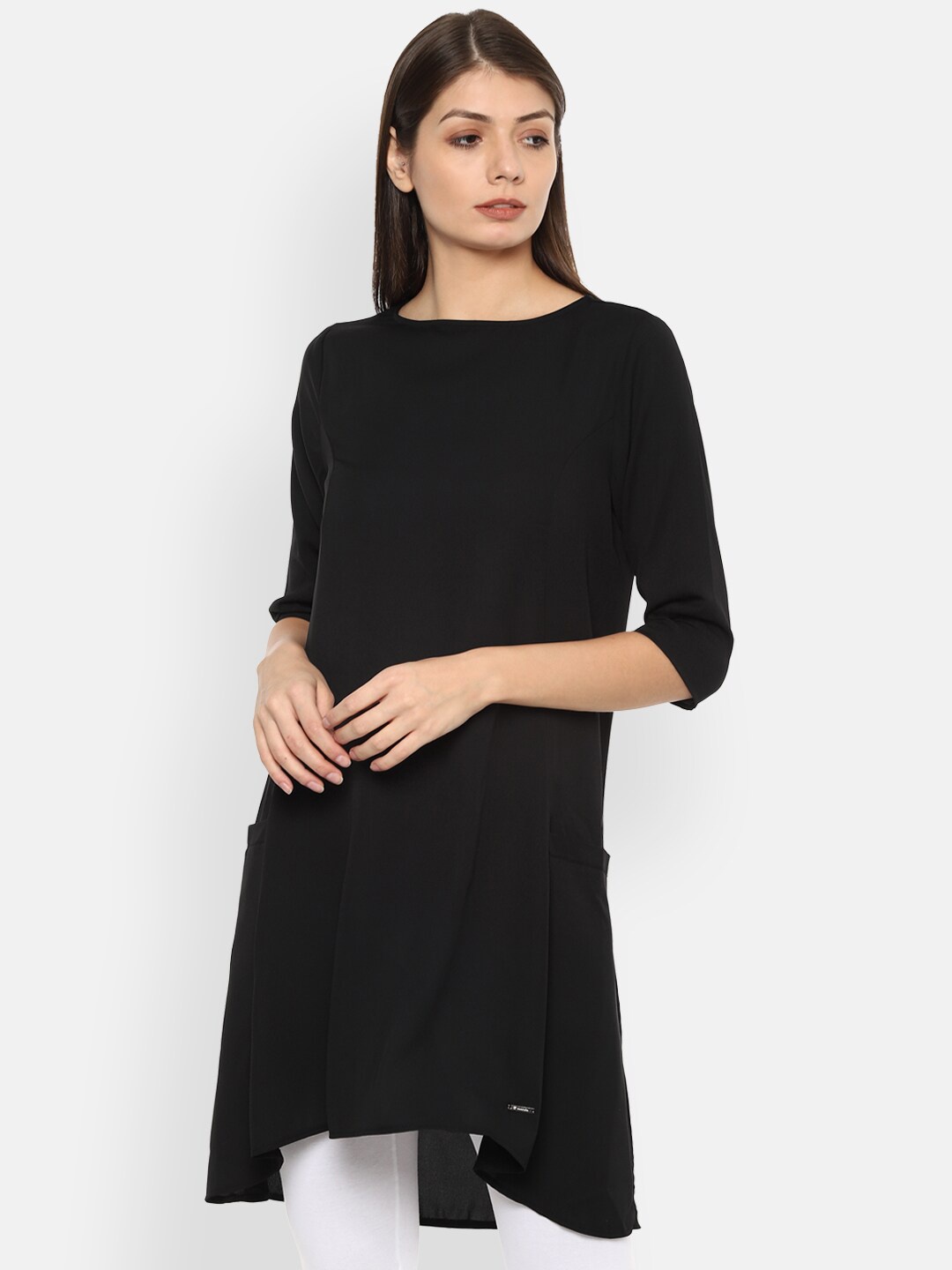 

Van Heusen Woman Black Boat Neck Tunic