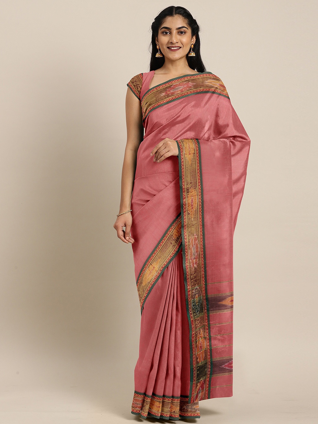 

The Chennai Silks Red & Gold-Toned Saree