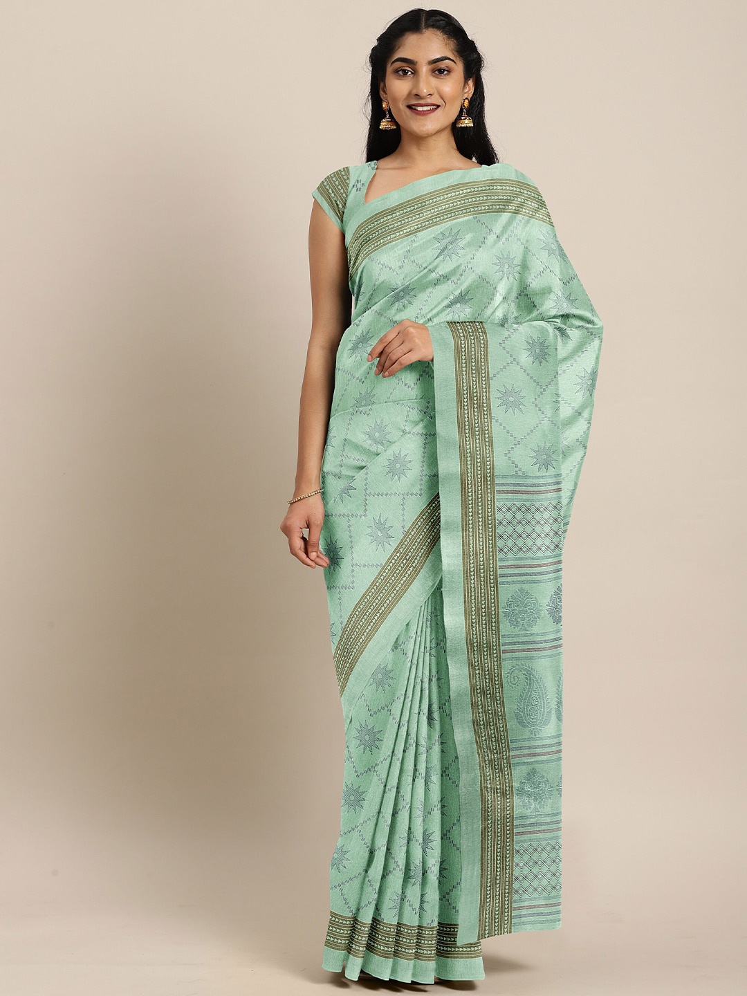 

The Chennai Silks Green Bhagalpuri Saree