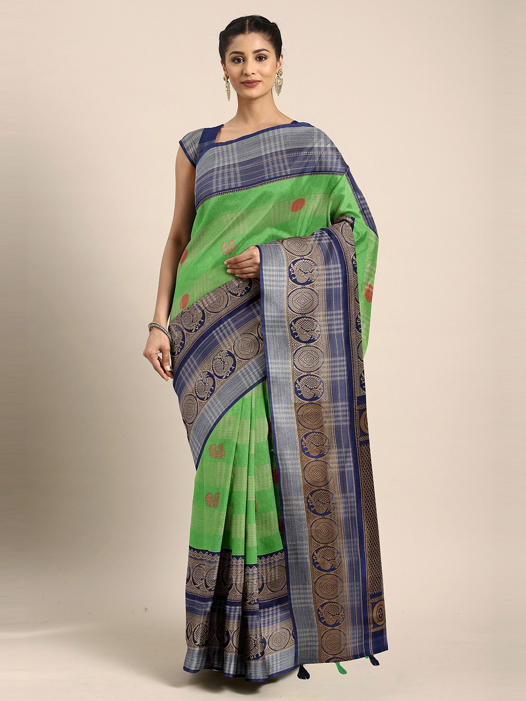 

The Chennai Silks Green Woven Design Saree