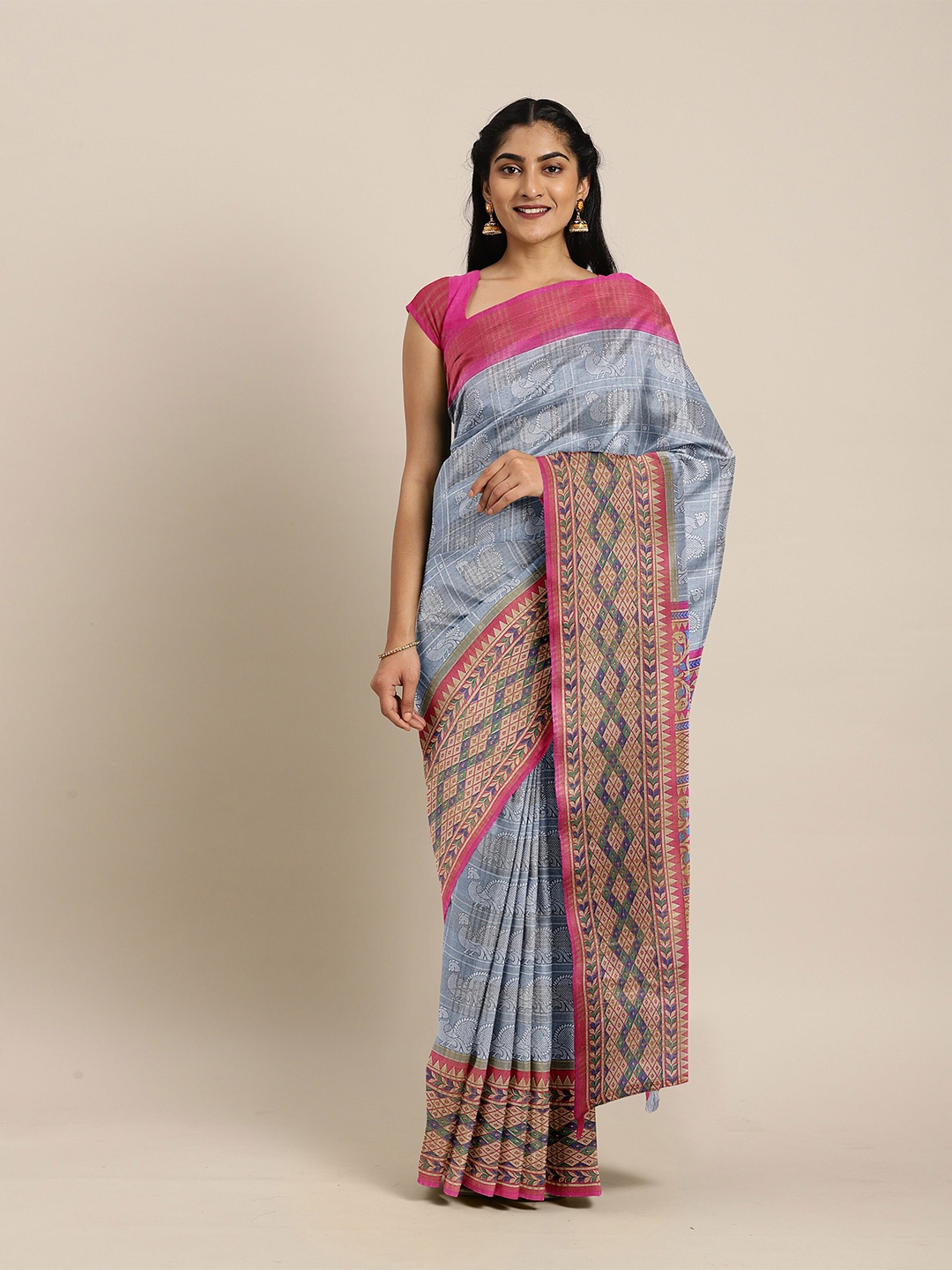 

The Chennai Silks Grey Woven Design Saree