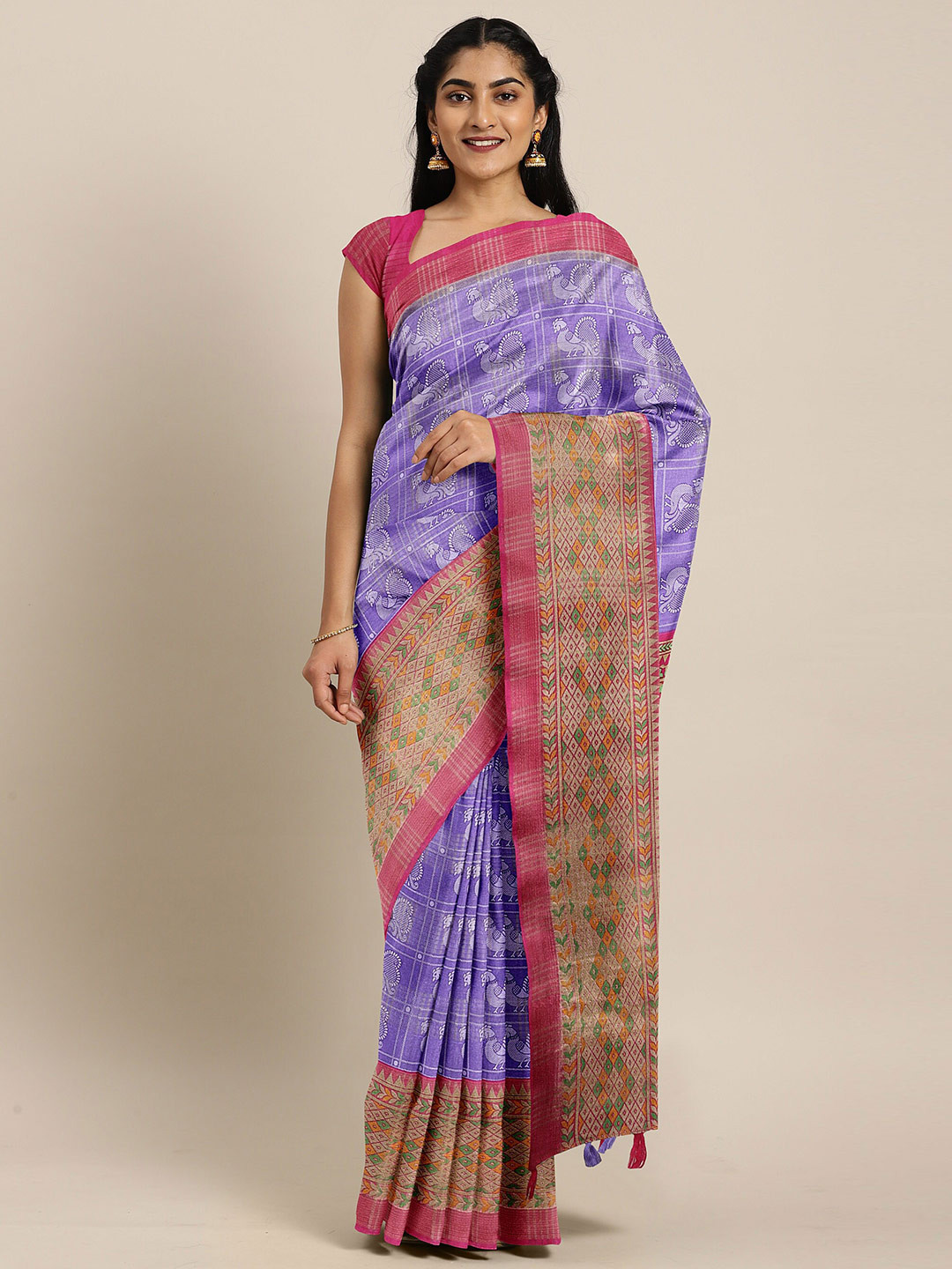 

The Chennai Silks Women Lavender Woven Design Saree