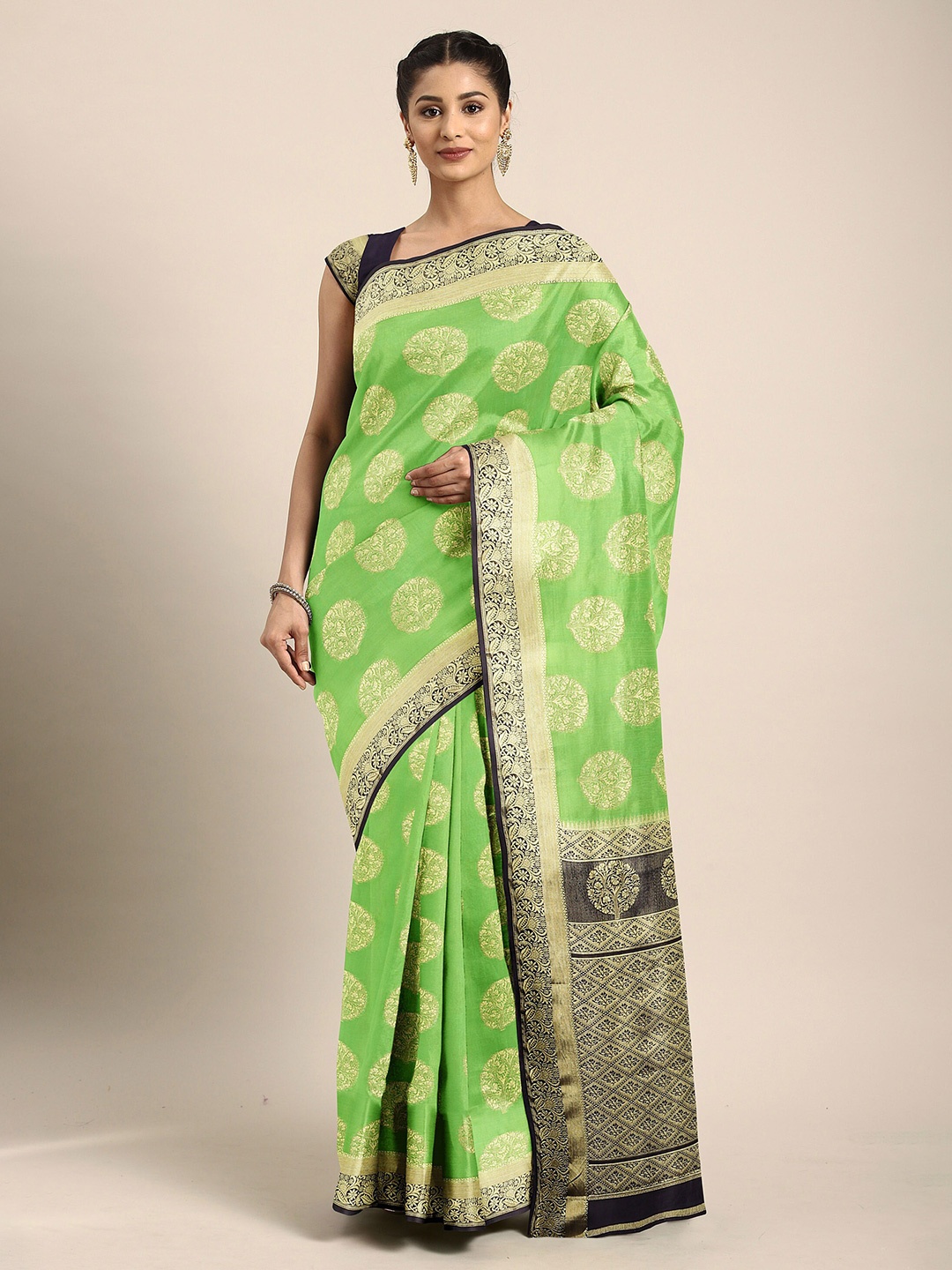 

The Chennai Silks Women Green Woven Design Saree