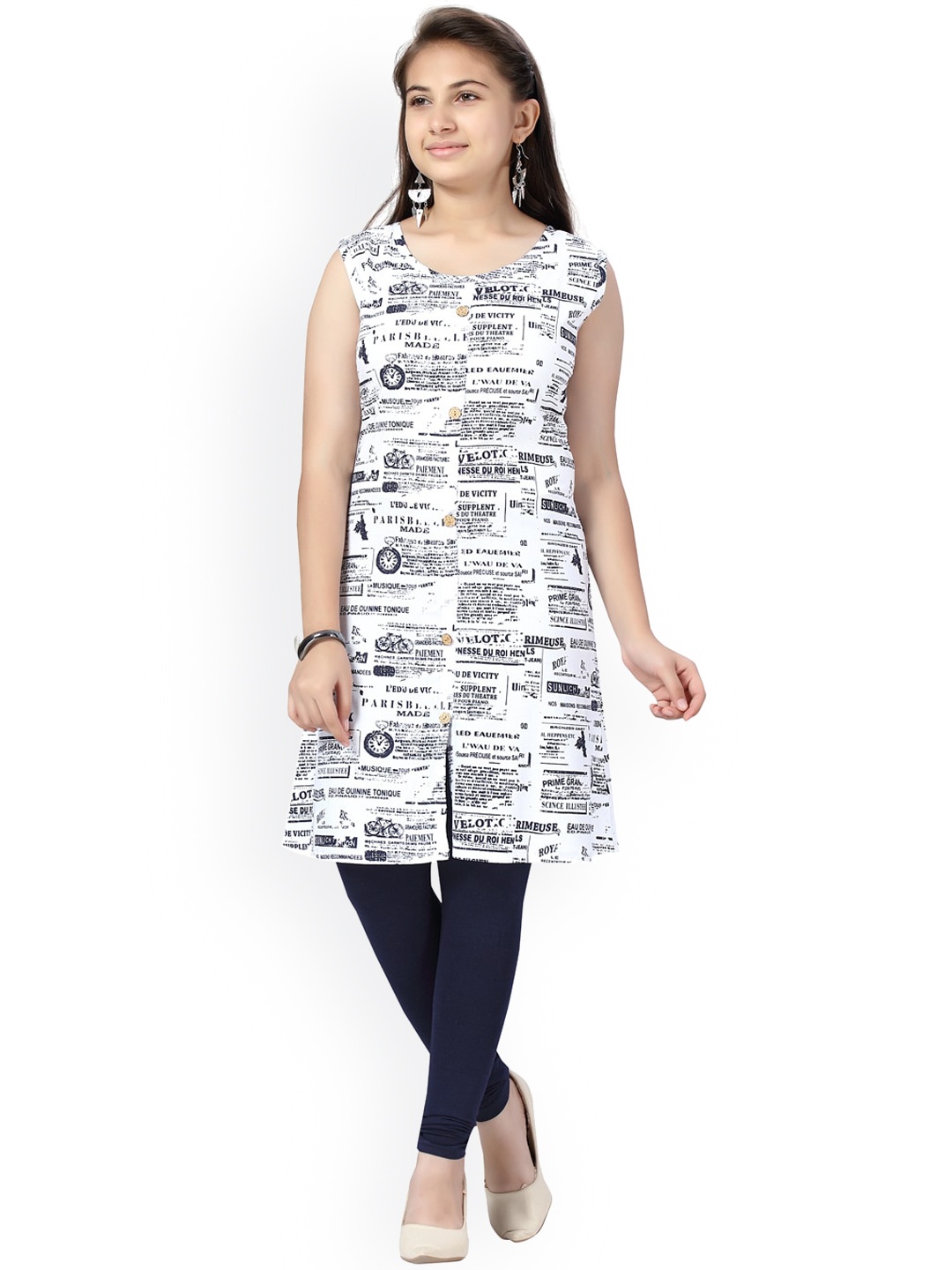 

Aarika Girls White Printed Pure Cotton Kurta