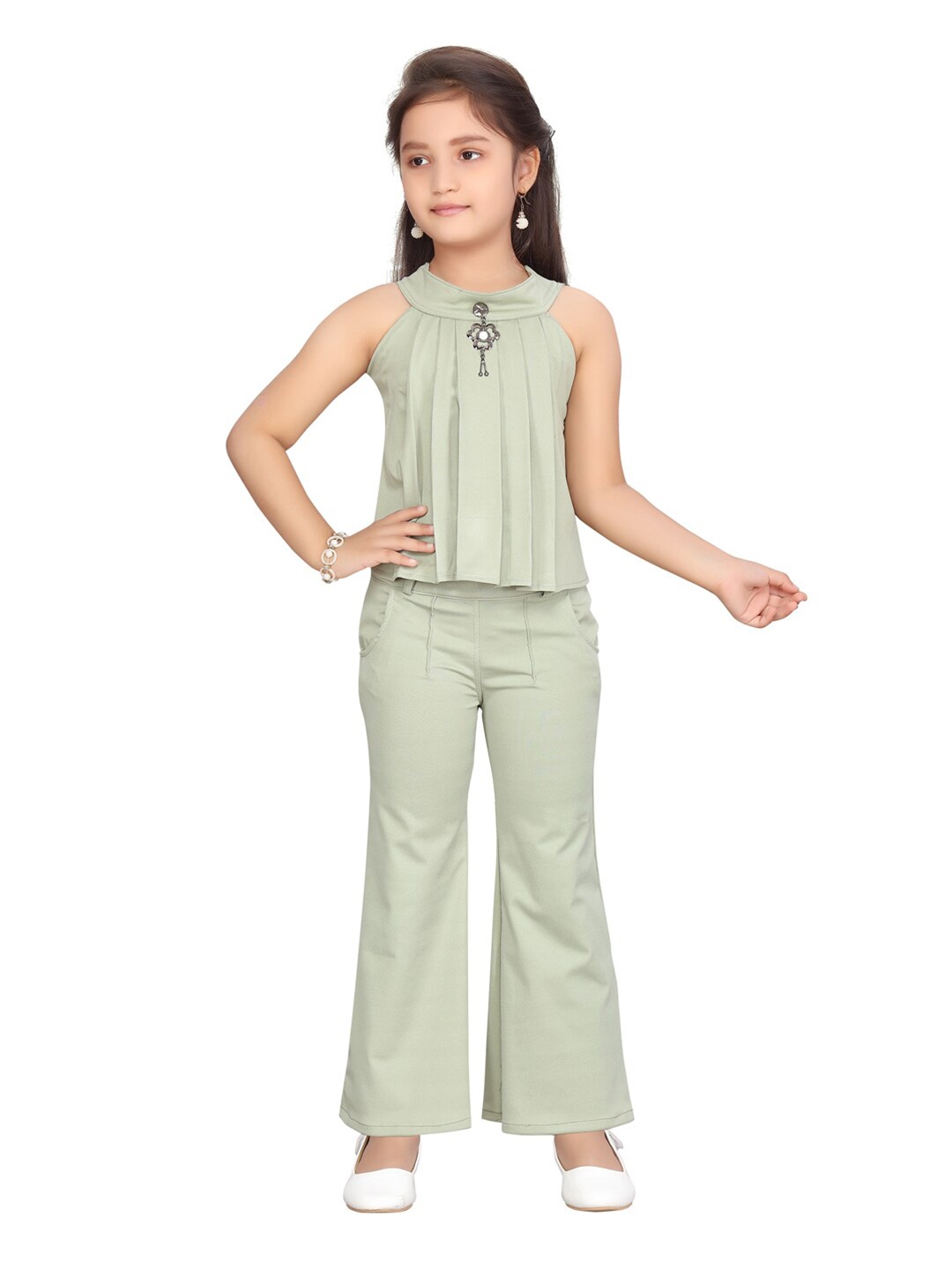 

Aarika Girls Green Top with Trousers