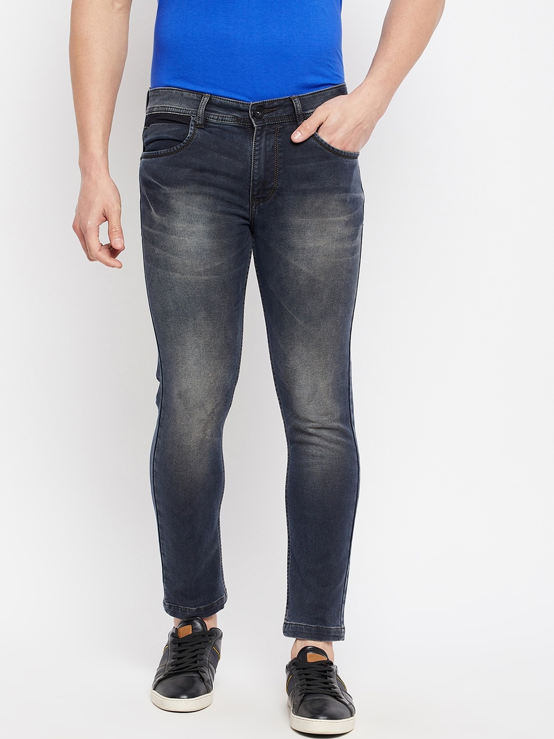 

Duke Men Charcoal Black Slim Fit Low Distress Heavy Fade Stretchable Cotton Jeans