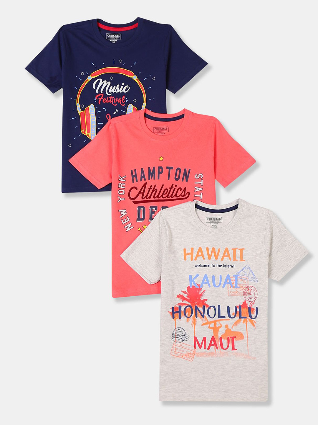 

Cherokee Boys Assorted Pack Of 3 Printed T-shirt