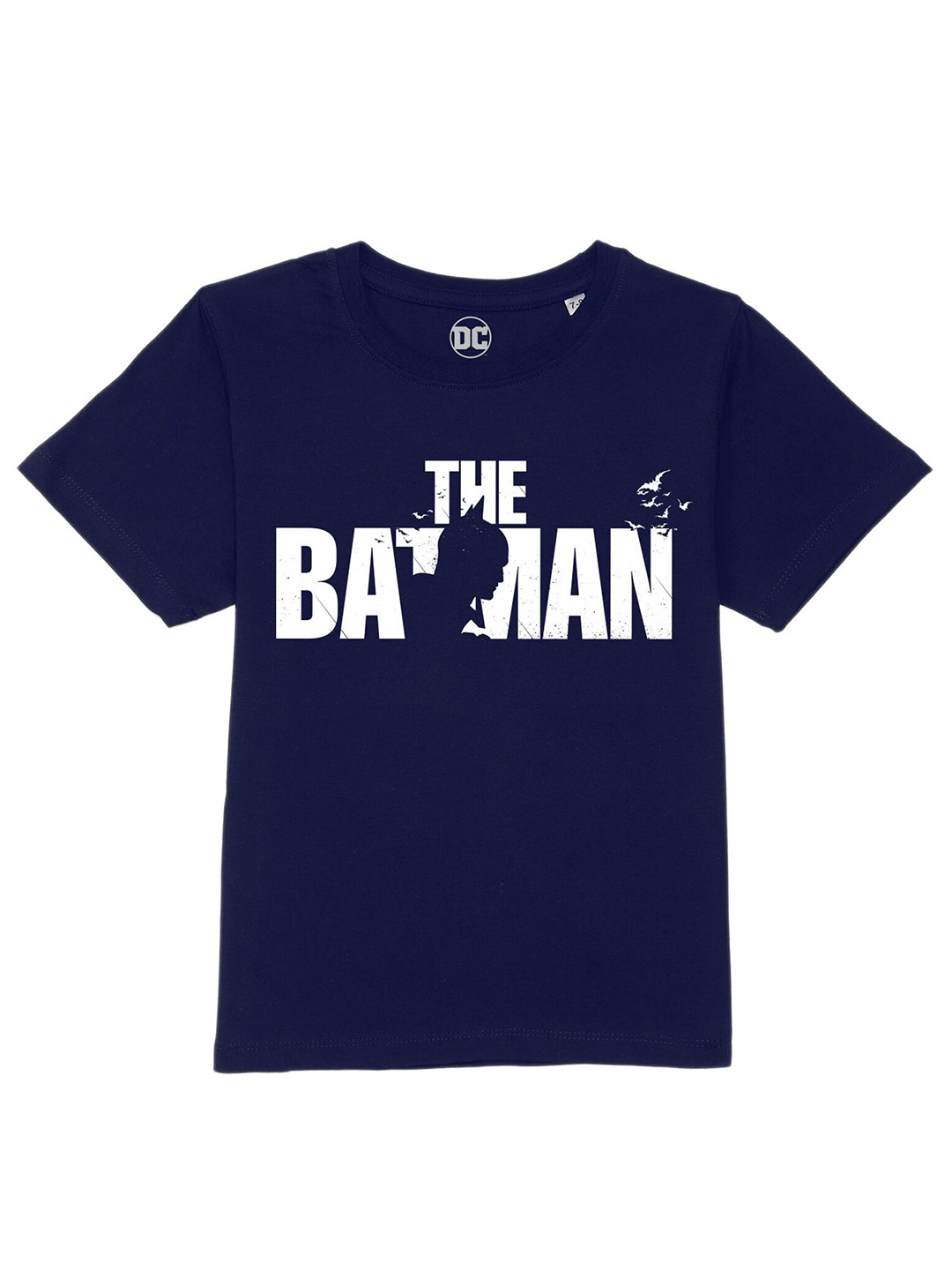 

DC by Wear Your Mind Boys Navy Blue Typography Batman Printed Pure Cotton T-shirt