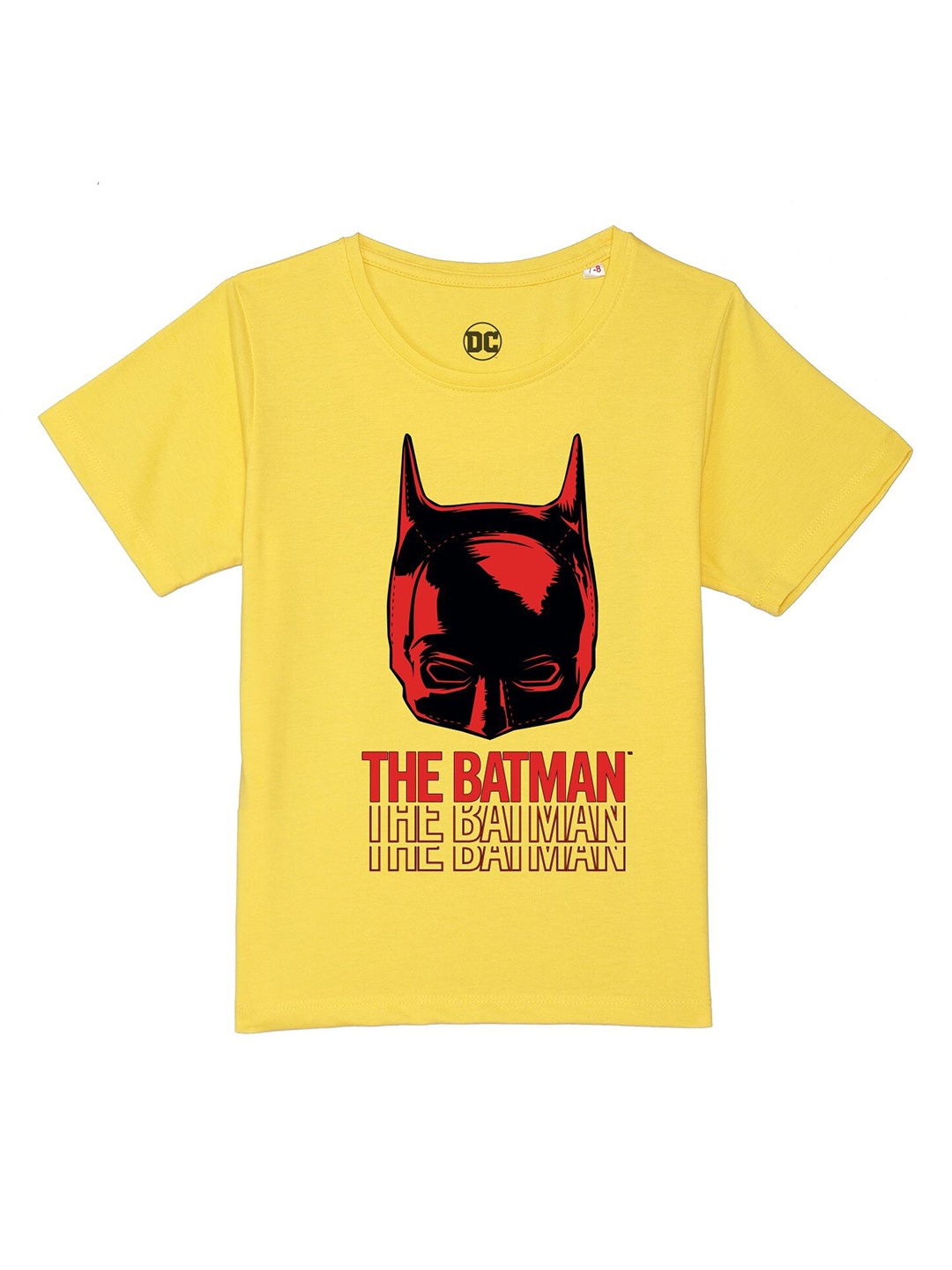 DC by Wear Your Mind Boys Yellow Batman Printed Pure Cotton T-shirt