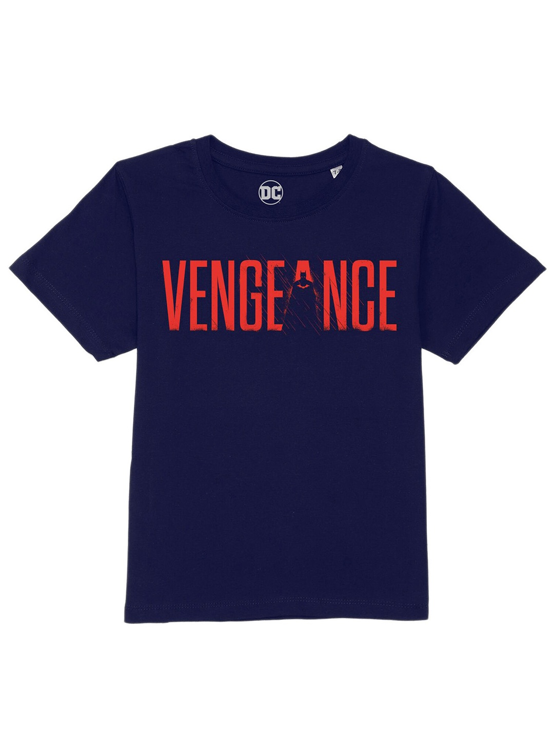 

DC by Wear Your Mind Boys Navy Blue Typography Batman Printed Pure Cotton T-shirt