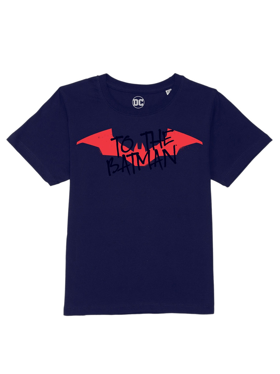 DC by Wear Your Mind Boys Navy Blue Typography Batman Printed T-shirt