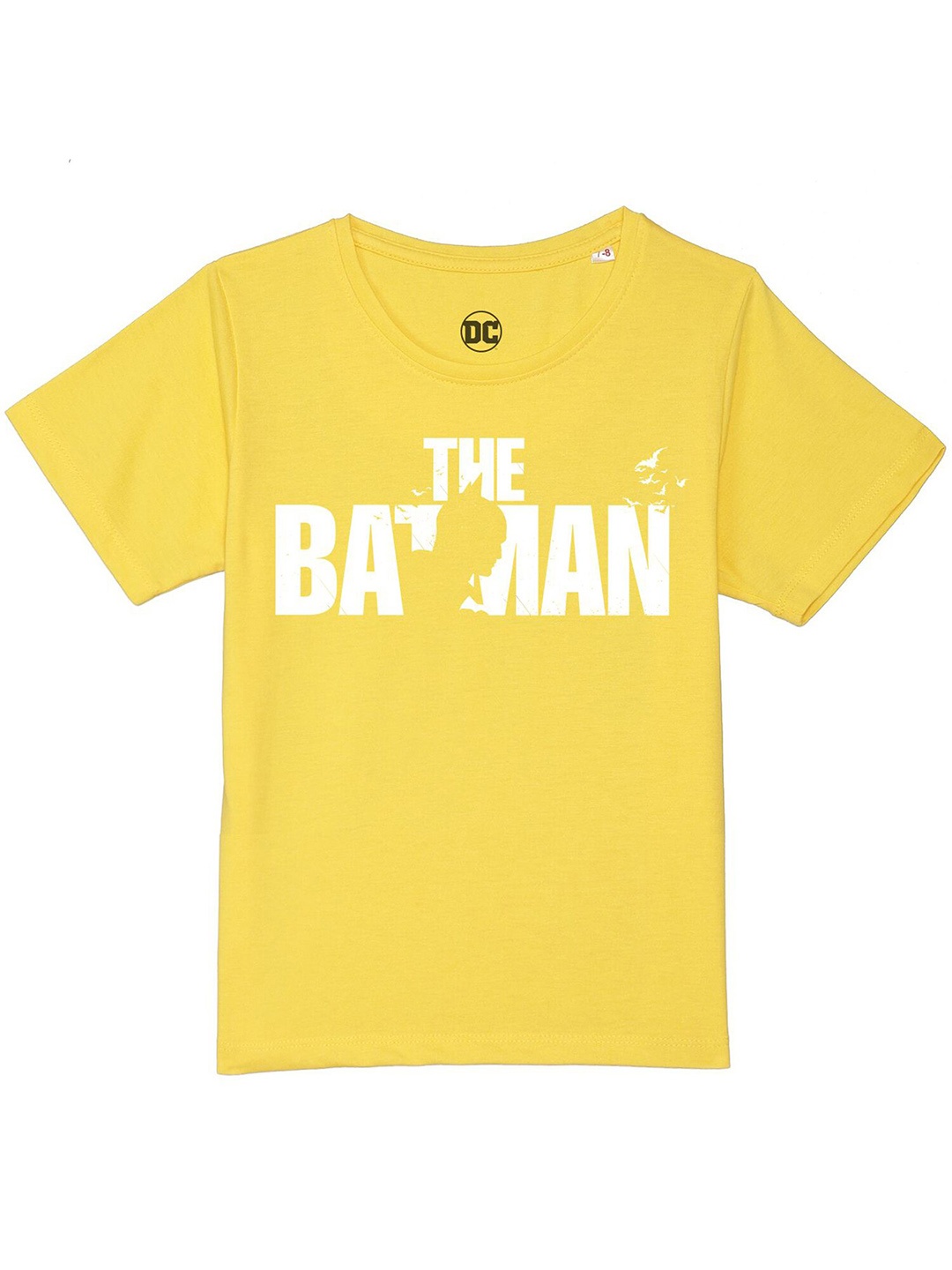 

DC by Wear Your Mind Boys Yellow Batman Typography Printed Pure Cotton T-shirt