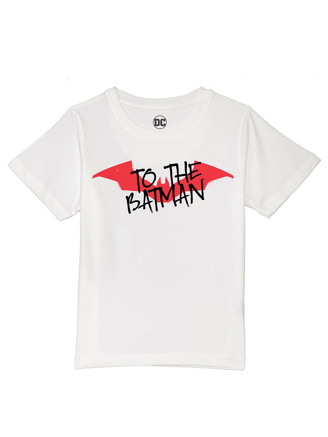 

DC by Wear Your Mind Boys White Typography Batman Printed T-shirt