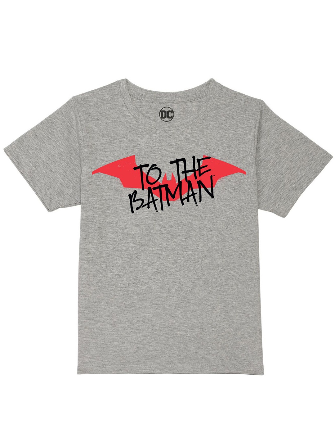 

DC by Wear Your Mind Boys Grey Typography Batman Printed Cotton T-shirt