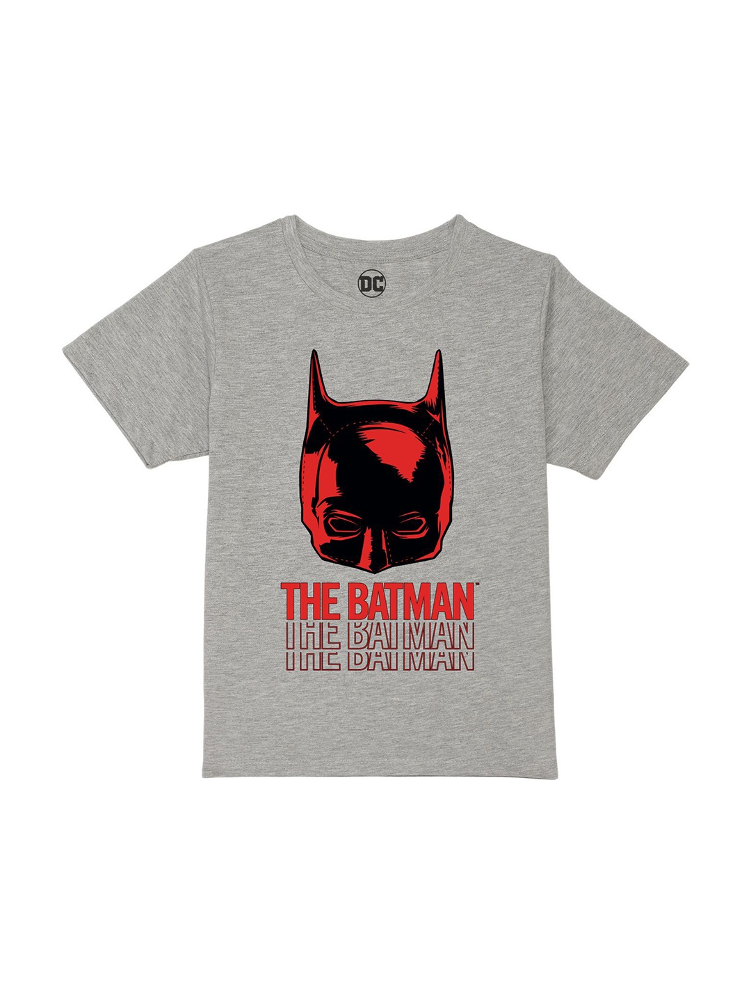 DC by Wear Your Mind Boys Grey Melange Batman Printed Cotton T-shirt
