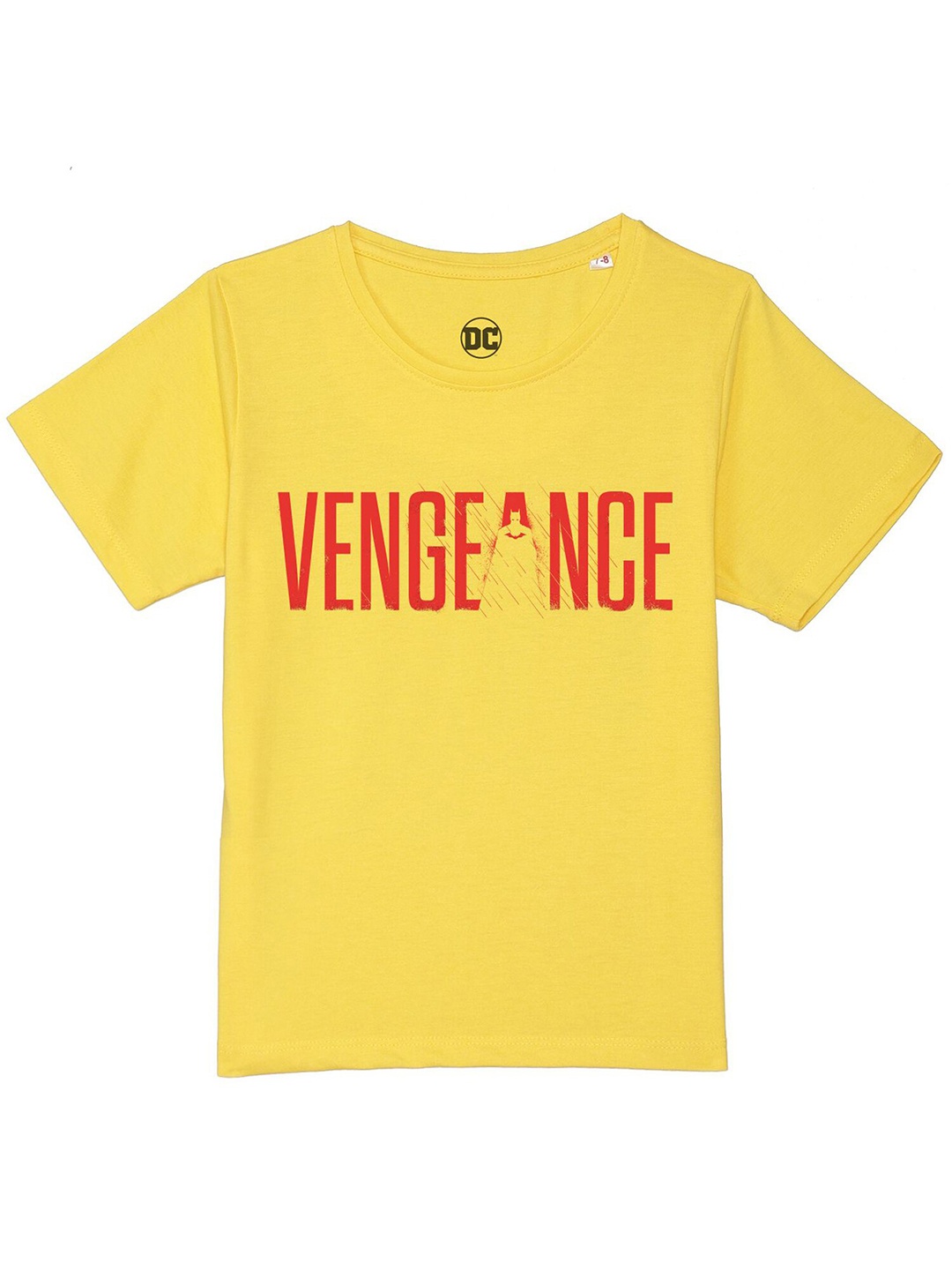 DC by Wear Your Mind Boys Yellow & Red Typography Printed Cotton T-shirt