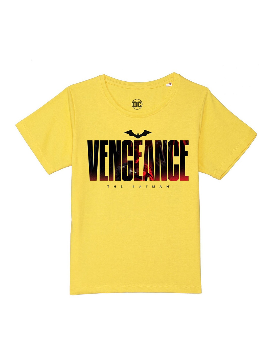 DC by Wear Your Mind Boys Yellow Batman Printed Pure Cotton T-shirt