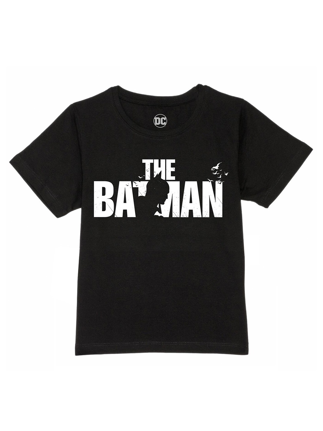 

DC by Wear Your Mind Boys Black Typography Batman Printed Cotton T-shirt