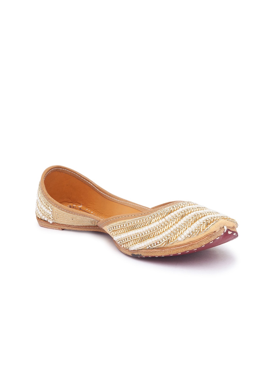 

Sole To Soul Women Gold-Toned Embellished Mojaris