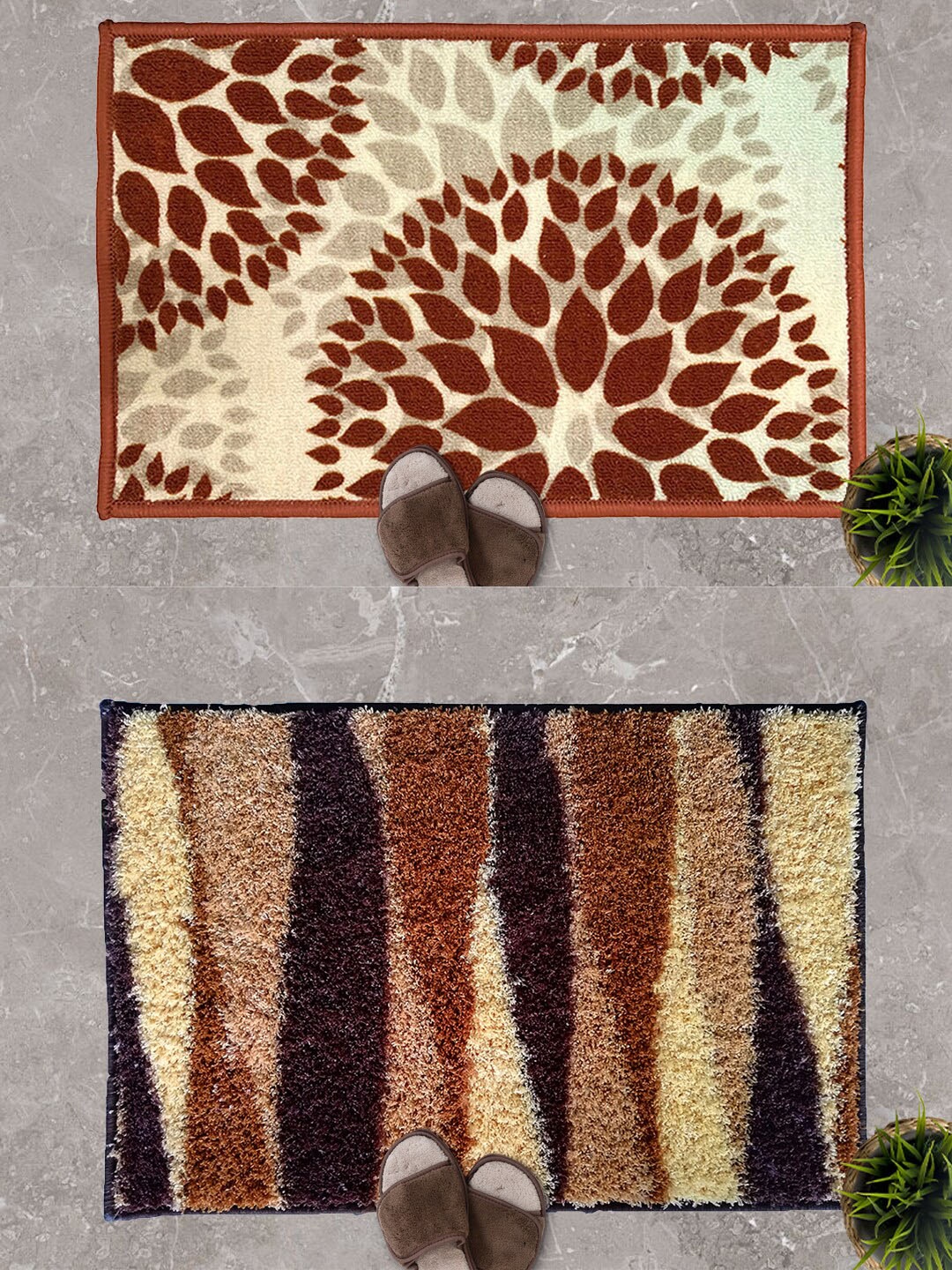 

Athom Trendz Set of 2 Coffee Brown Anti Skid Doormat