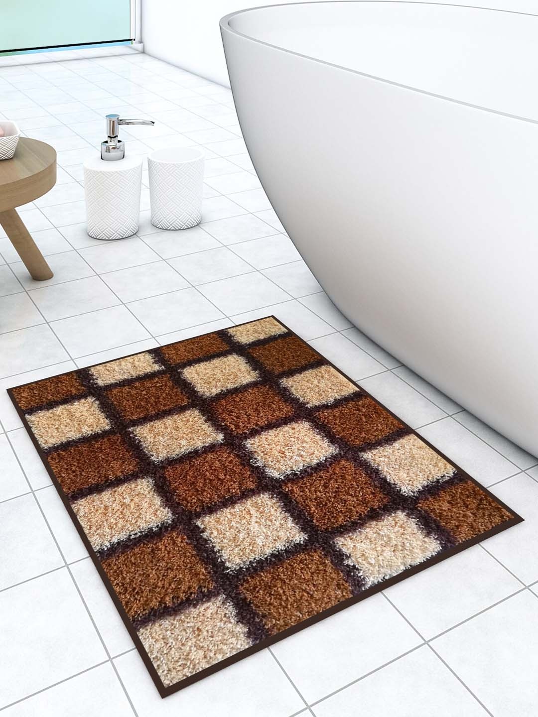 

Athom Trendz Brown & Cream Checked Anti-Skid Doormats
