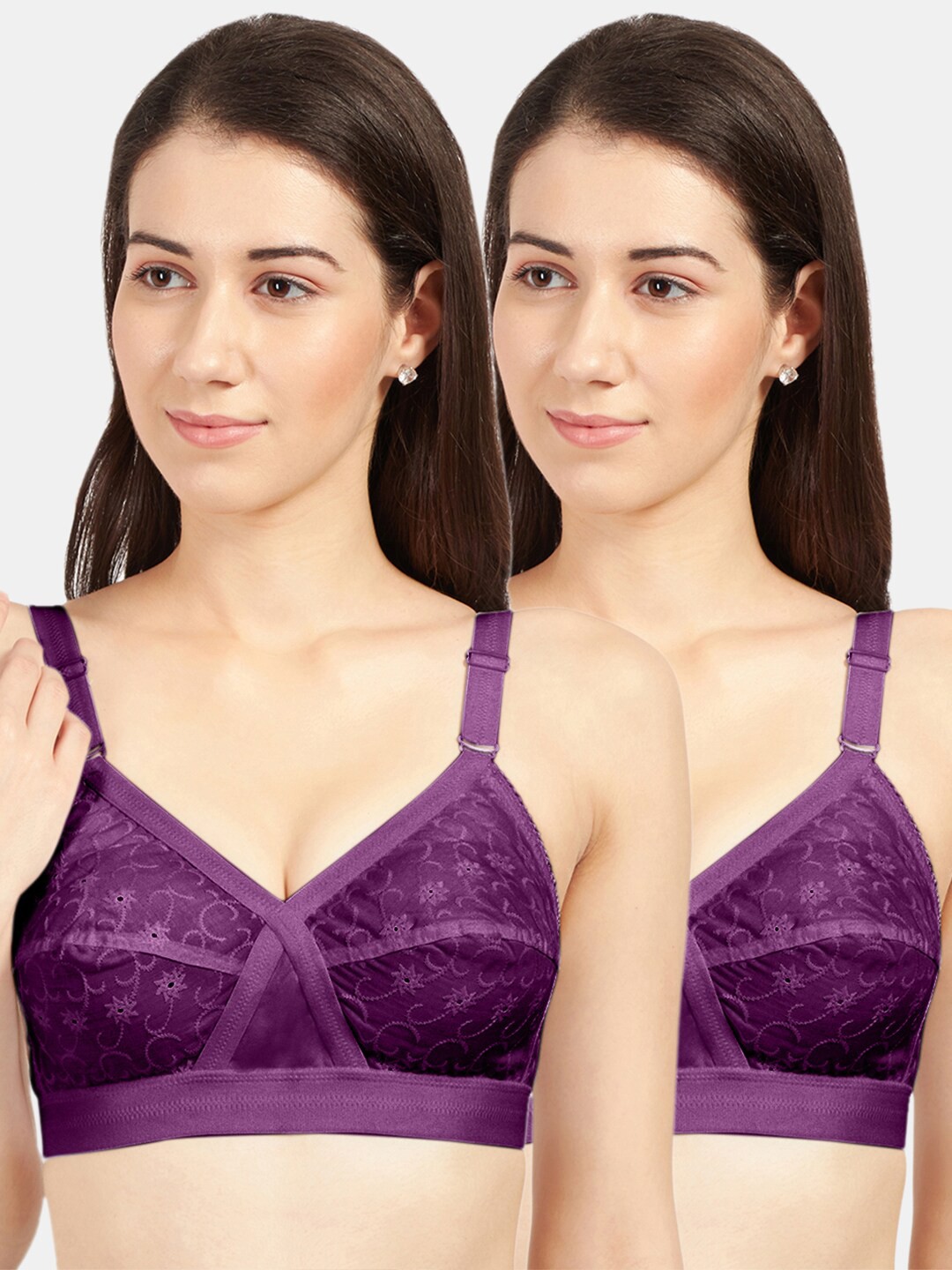 

Sonari Pack Of 2 Purple Pure Cotton Bra