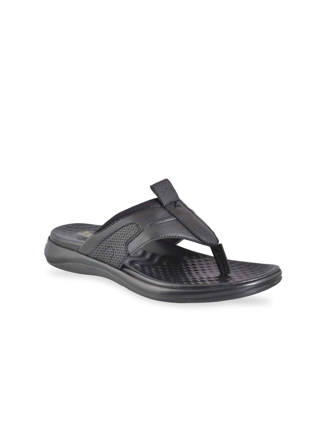 

Buckaroo Men Black Genuine Leather Black Casual Open Sandals
