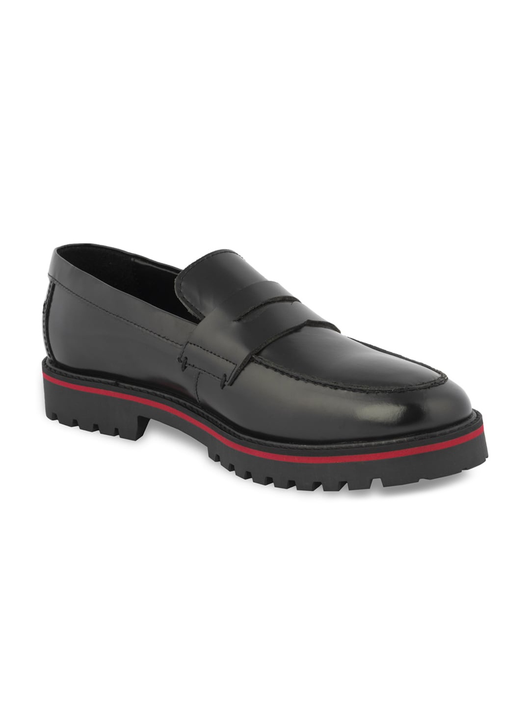SILVER STREET LONDON Men Black Solid Leather Slip-On Sneakers