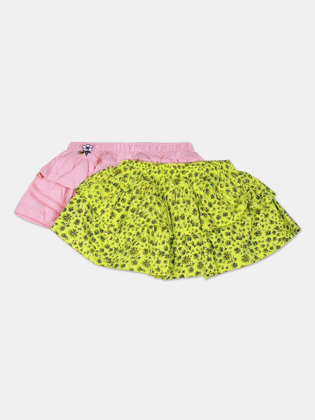 

Cherokee Girls Pack Of 2 Pink & Yellow Printed Tiered Mini Skirt