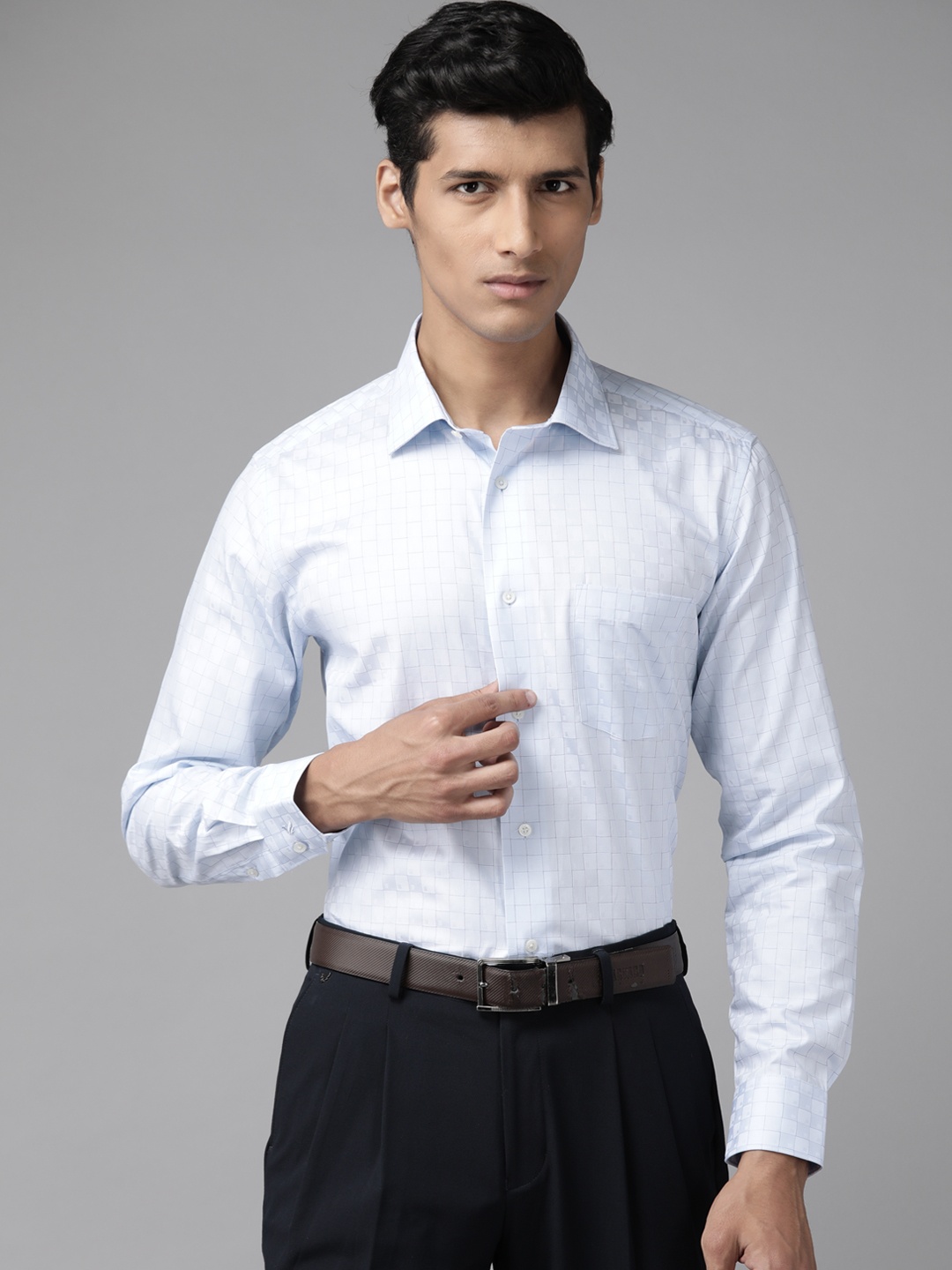 

Blackberrys Men Blue India Slim Fit Grid Tattersall Checks Checked Casual Shirt