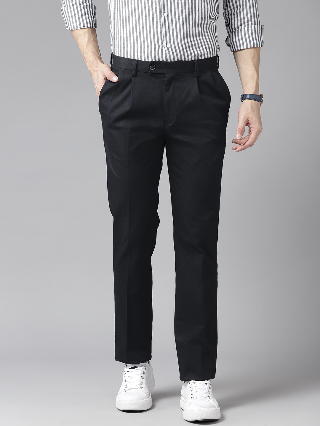 

Blackberrys Smart Casual Pleated Trousers, Black
