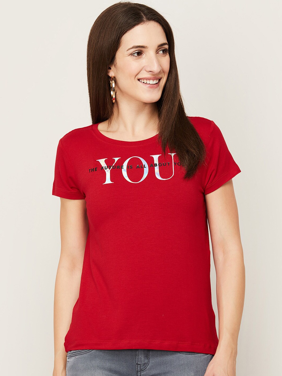

Fame Forever by Lifestyle Women Red Typography Printed Rayon Top