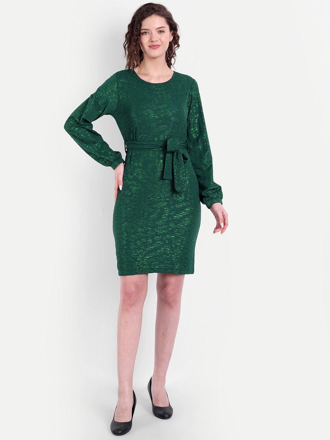 

BROADSTAR Green Embellished Sheath Dress