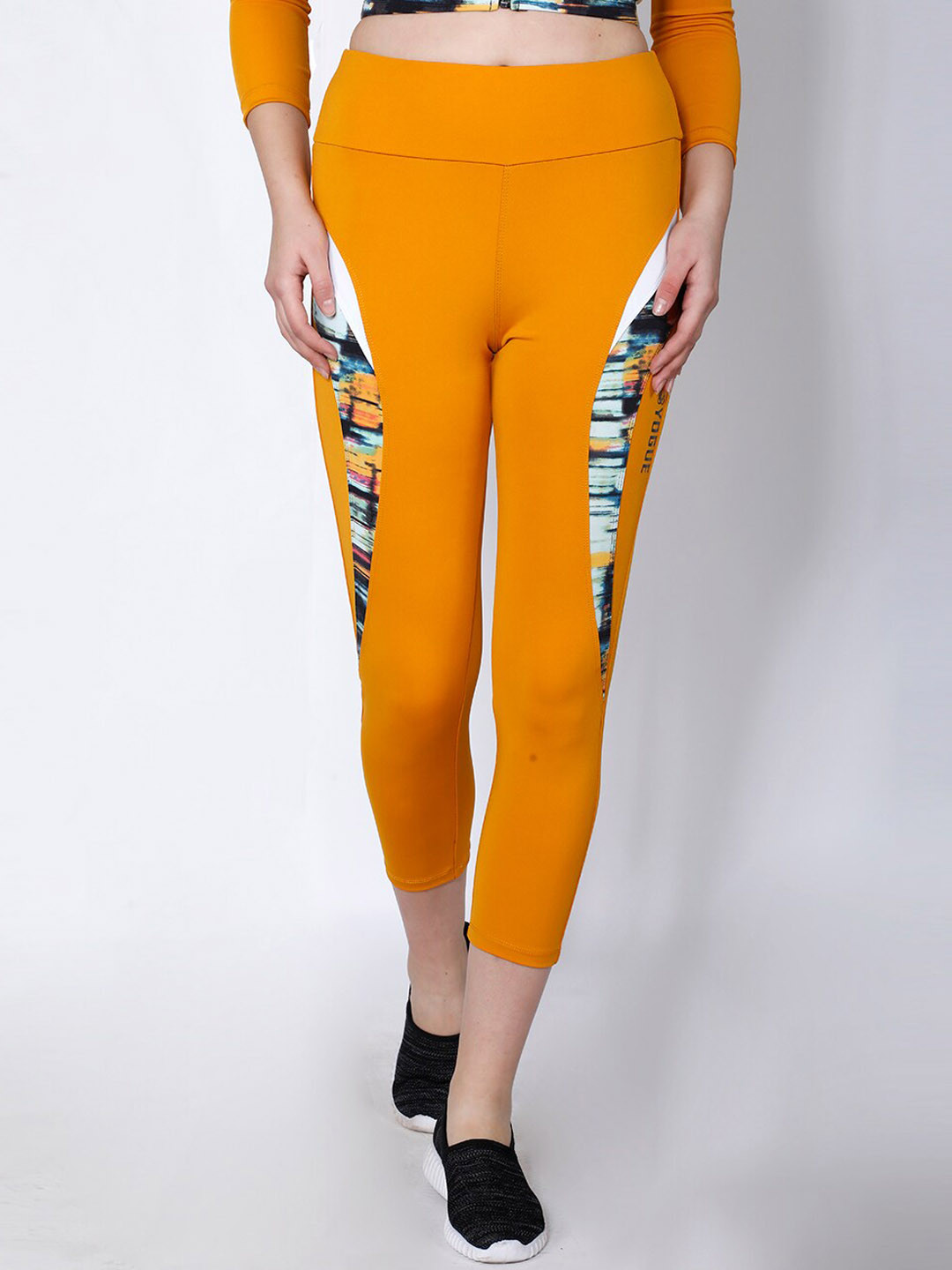 

Yogue Activewear Women Mustard Yellow Printed Tights