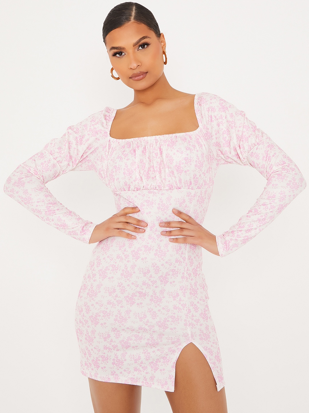 

I Saw It First Off White & Pink Floral A-Line Dress