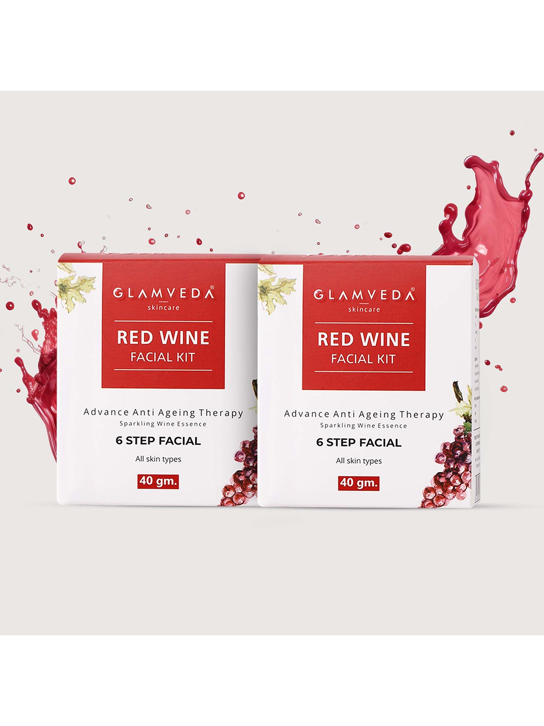 

GLAMVEDA Set of 2 Red Wine Advance Anti Ageing Facial Kit with Antioxidants 40 g each