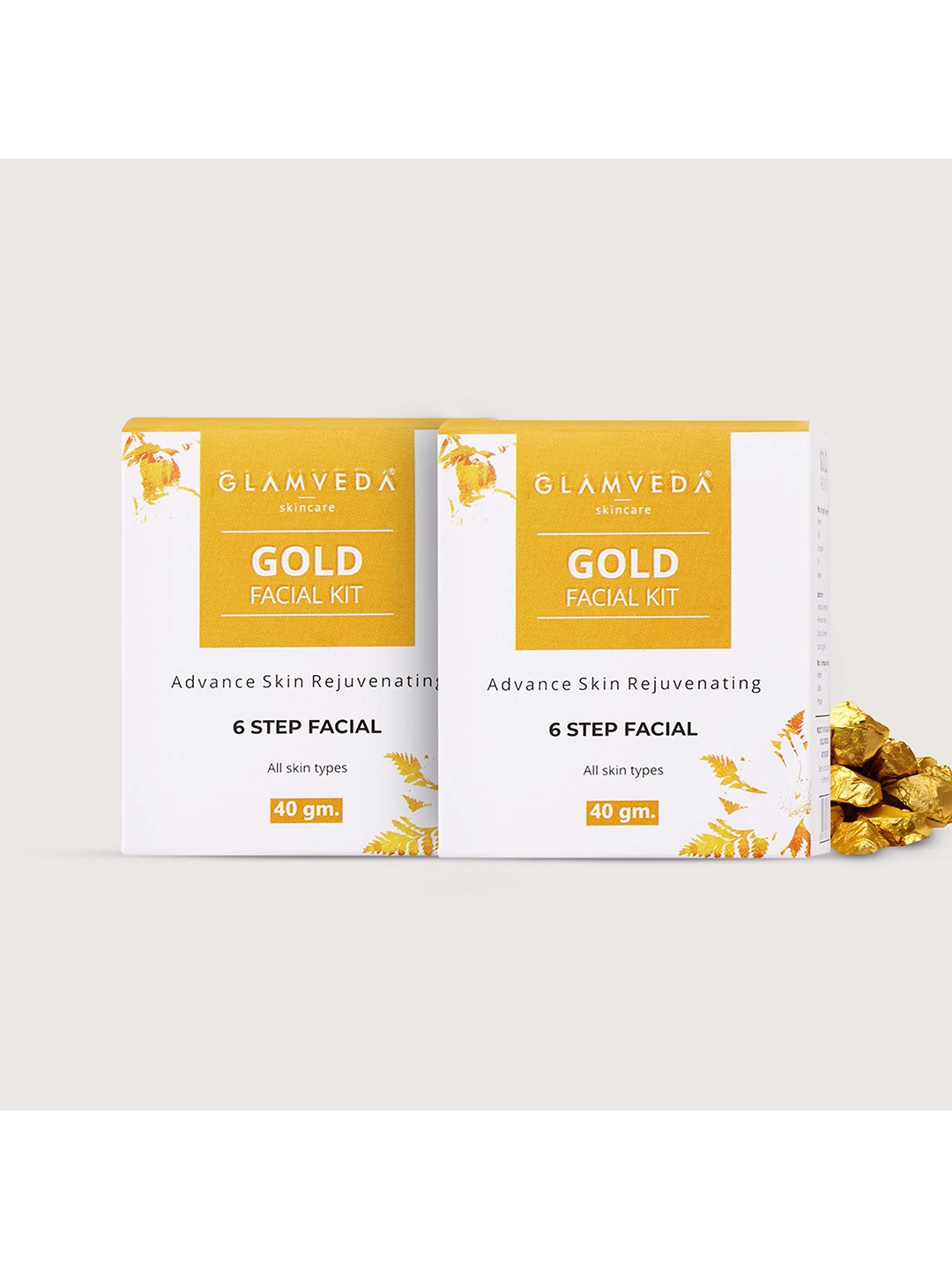

GLAMVEDA Set of 2 Gold Advance Skin Rejuvinating Facial Kit with Aloevera 40 g each, Yellow